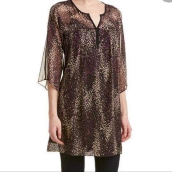 NANETTE Lapore 100% Silk Purple Splash Tunic Sustainable Size 2 - Picture 1 of 8